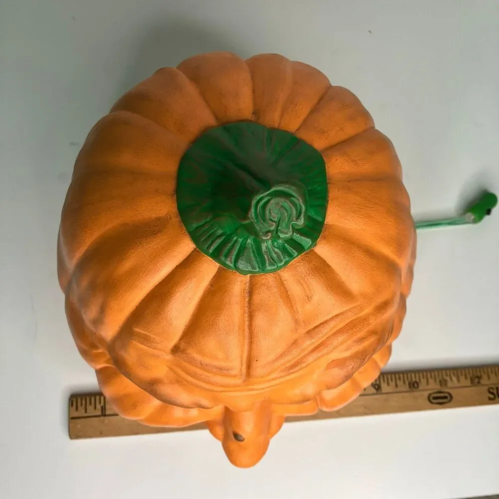 Vintage Ceramic Halloween Jack O Lantern Crooked Grin Wink Pumpkin Lights Up